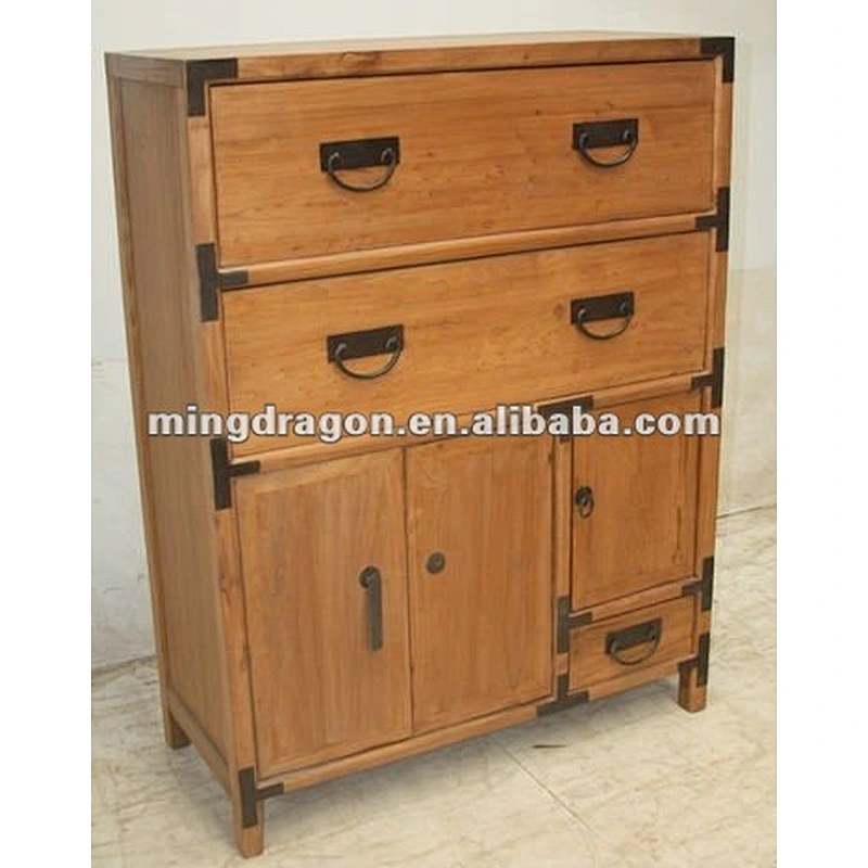 chinese antique three drawer three door cabinet
