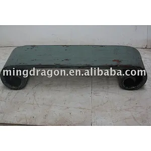 Chinese antique blue wood scroll table