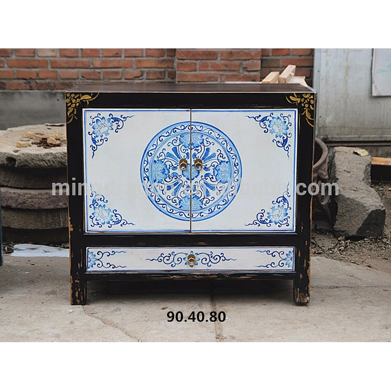 antique furniture with pattern of blue and white porcelain,buffet sideboard