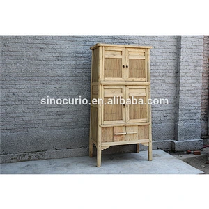 Chinese old antique bamboo cabinet kitchen cupboard furniture wardrobe cabinet