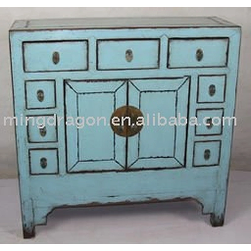 Chinese Antique Blue Shanxi Cabinet with Drawers