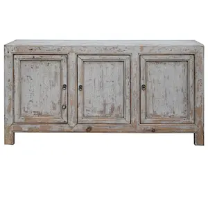 Chinese Antique Reclaimed Wood Rustic Furniture Shabby Chic White Wash Sideboard