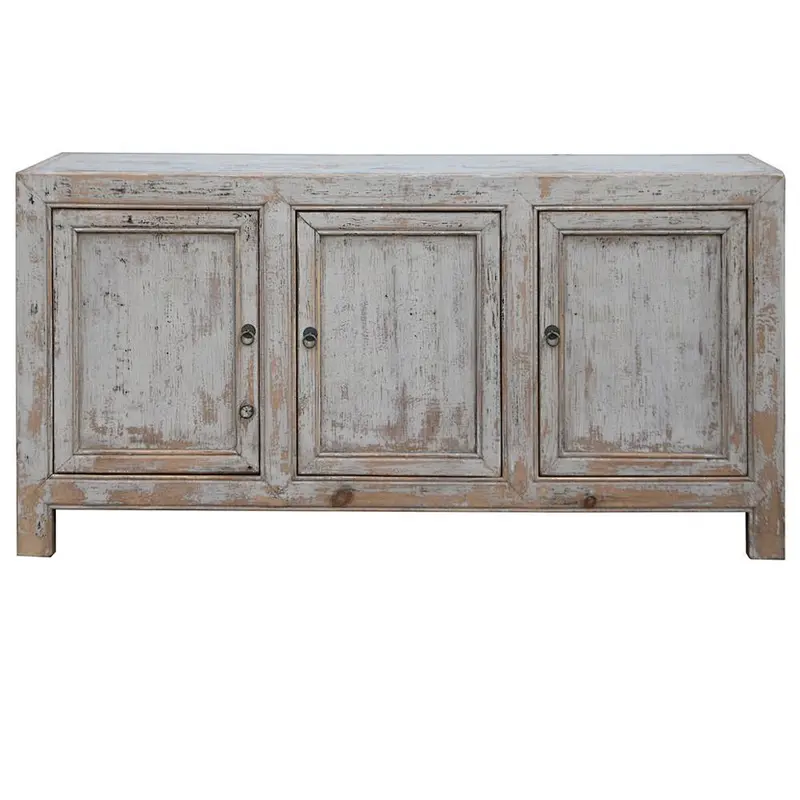 Chinese Antique Reclaimed Wood Rustic Furniture Shabby Chic White Wash Sideboard