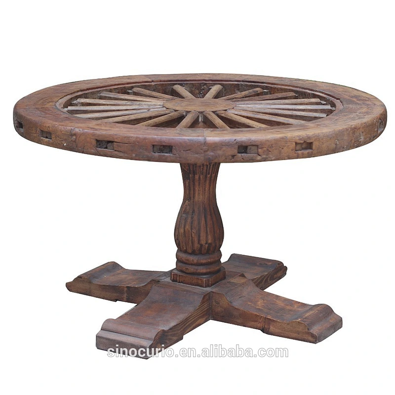 Vintage antique chinese style solid wood round dining table