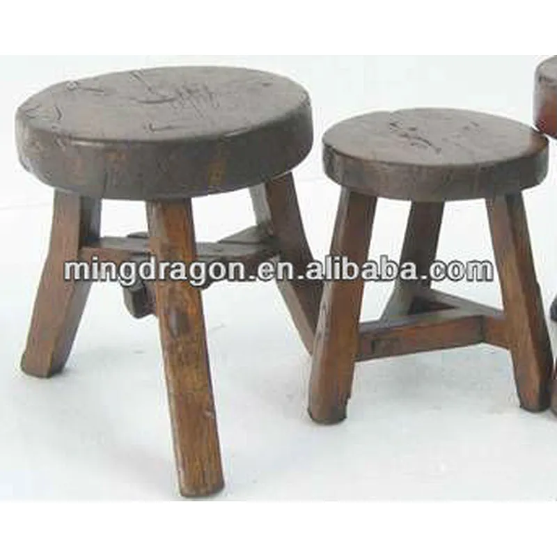 Chinese antique nature wooden round garden stool