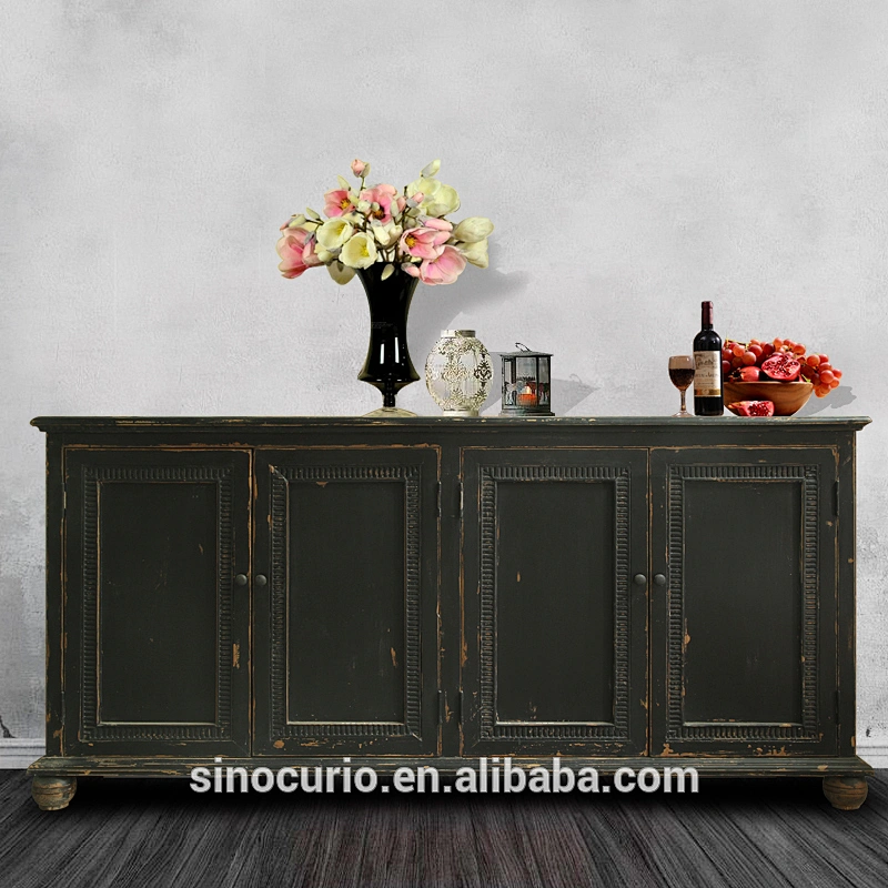 European antique wooden hand carving sideboard cabinet furniture