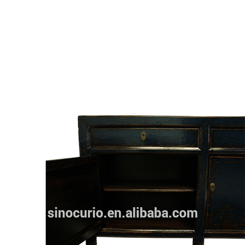 Antique Chinese Glossy Painted Sideboard Cabinet