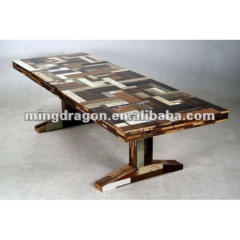 Chinese antique wooden colorful plates dinning table