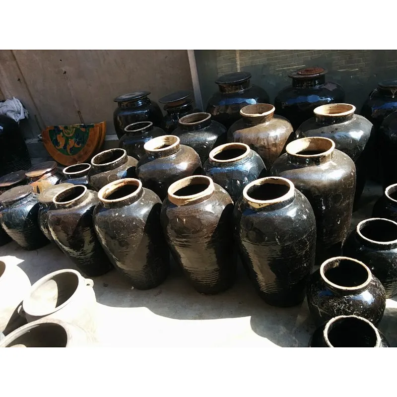Chinese antique glossy Black Big Garden Decoration Ceramic Flower Pots