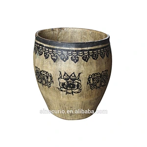 Chinese antique round paper buckets, wooden crafts, wooden barrel