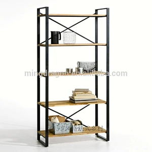 Export french style iron wood bookcase display cabinet LOFT style bookshelf