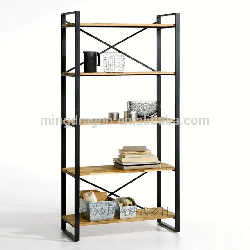 Export french style iron wood bookcase display cabinet LOFT style bookshelf