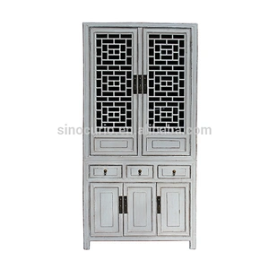 shabby chic kitchen cabinet Solid Wood Carving Antique Furniture