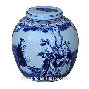 Chinese antique ceramic blue and white hand painted vase