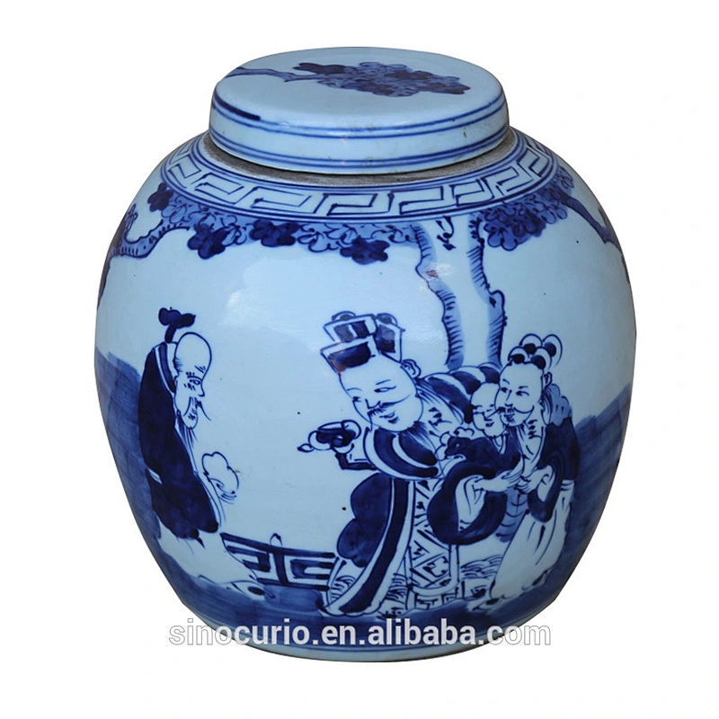 Chinese antique ceramic blue and white hand painted vase