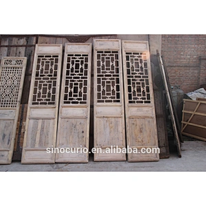 Antique hand carved wood room divider screen for design