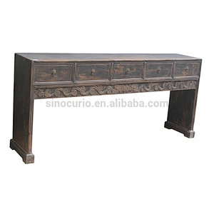 Antique chinese style long drawers recycle wood entry hall wall console table