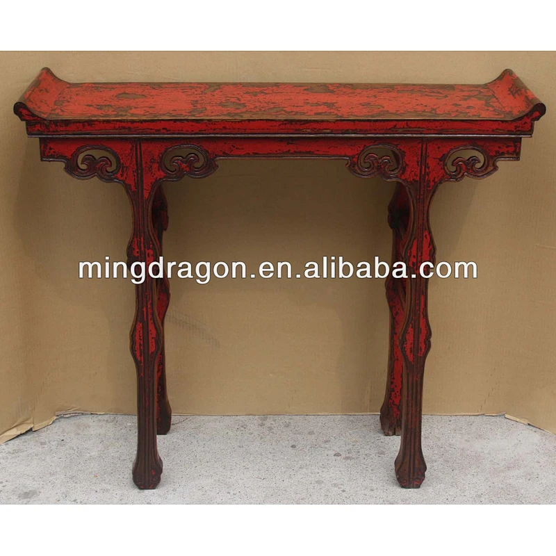 chinese antique Shanxi solid elm wood carving console table