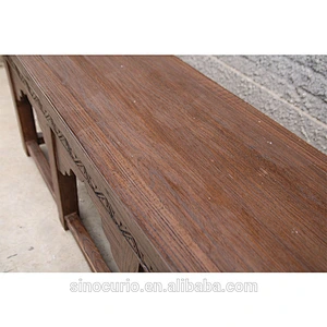 Reproduction Chinese vintage hand carved solid wood pine furniture living room benches