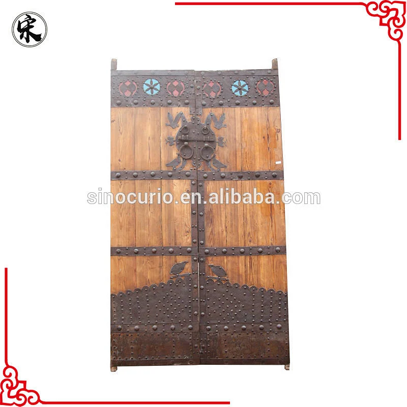 Chinese antique carved exterior solid recycle wood door