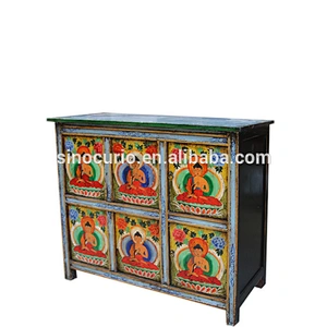 Tibetan antique reproduction hand-painted furniture China living room cabinet