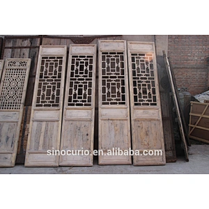 Antique hand carved wood room divider screen for design