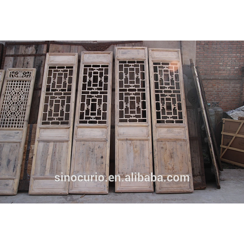 Antique hand carved wood room divider screen for design