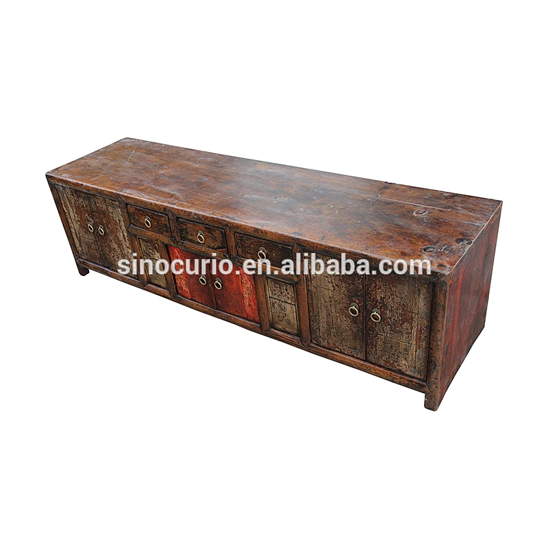 Chinese antique tv furniture long low tv table curio cabinet