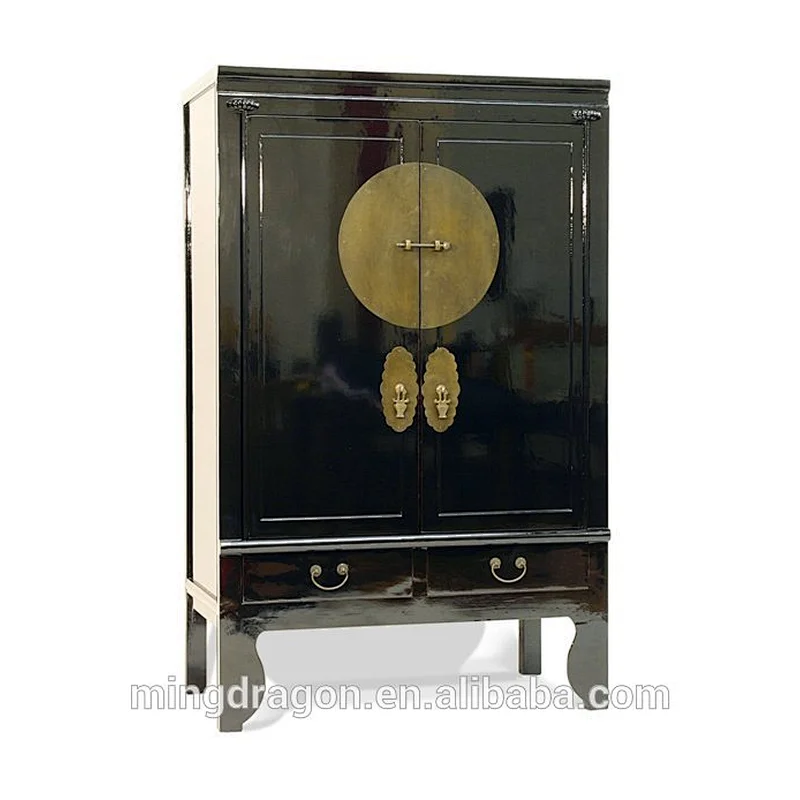 chinese antique solid wood distressed shiny wardrobe