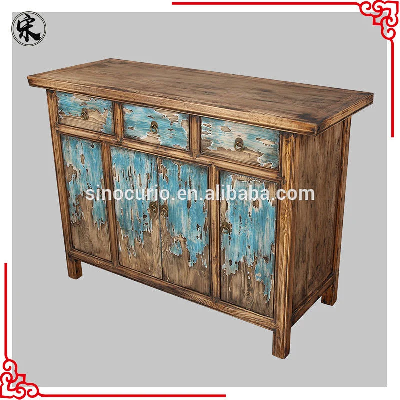 Chinese reproduction solid wood rustic sideboard- distressed furniture stores