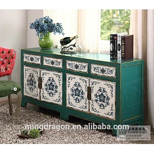 Antique Oriental Furniture-Tibetan Antique Painted Cabinet