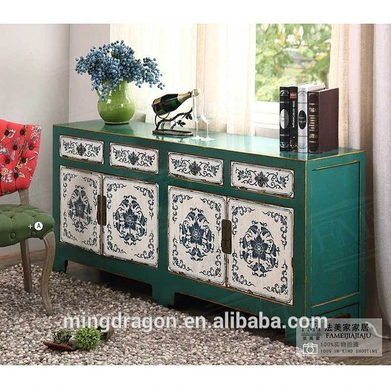 Antique Oriental Furniture-Tibetan Antique Painted Cabinet
