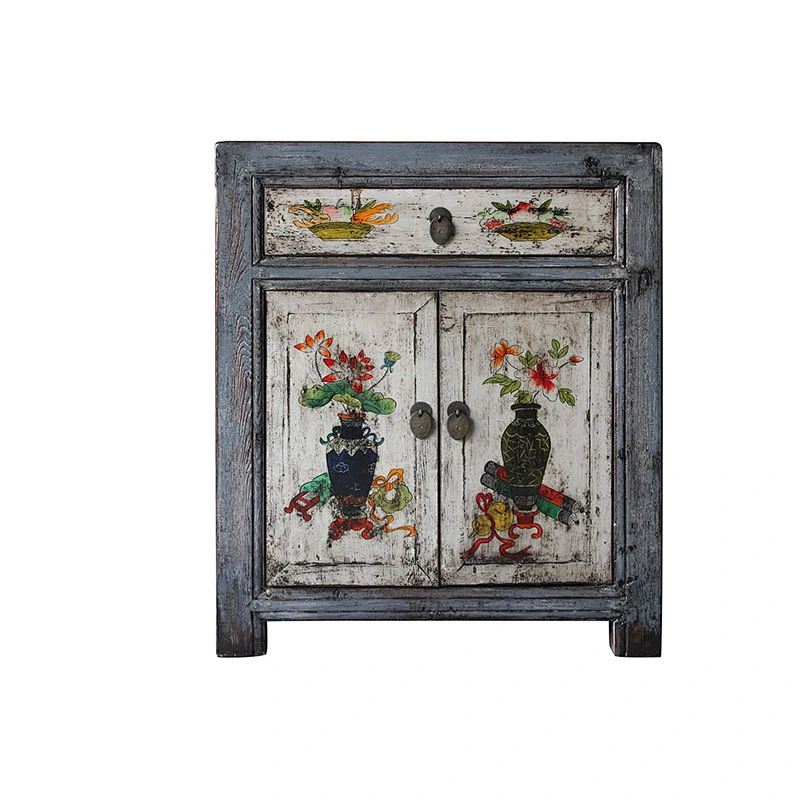 Chinese painted night stands- reproduction hand paint bedside tables