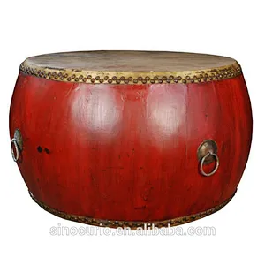 Antique solid wood living room drum table