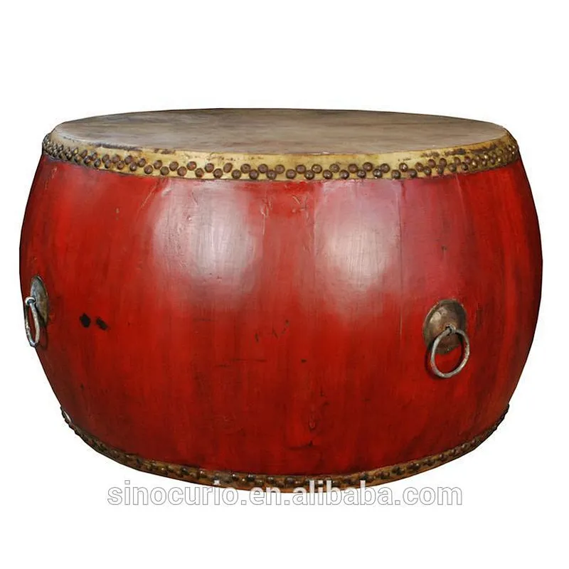Antique solid wood living room drum table