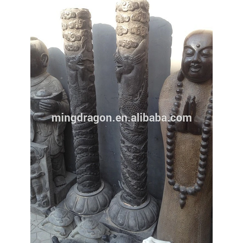 Antique garden stone dragon pillar