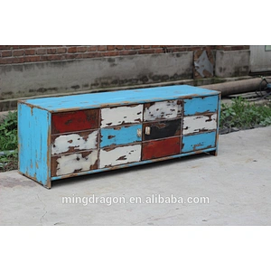 Chinese antique recycle wood colorful TV stand