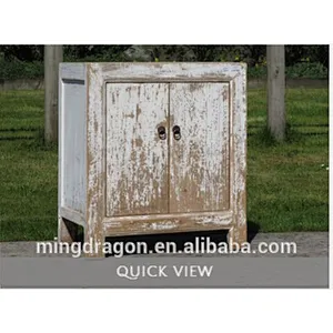 Chinese antique Recycled wood distressed white cabinet