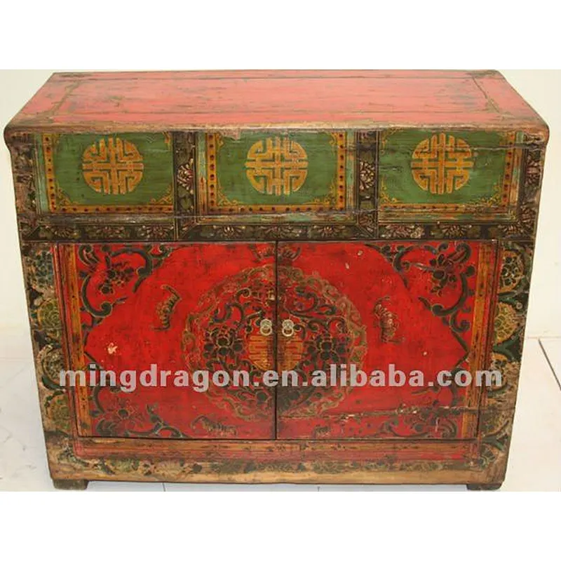 Chinese antique furniture pine wood Mongolia Cabinet