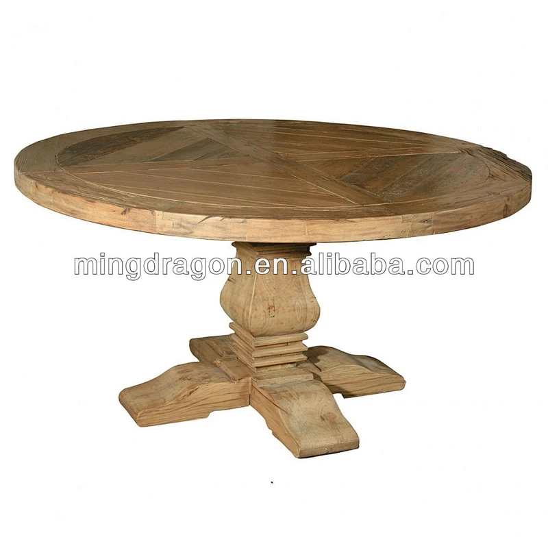 Chinese antique recycle natural elm wood folding rustic round dining table