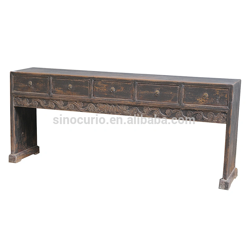 Antique chinese style long drawers recycle wood entry hall wall console table