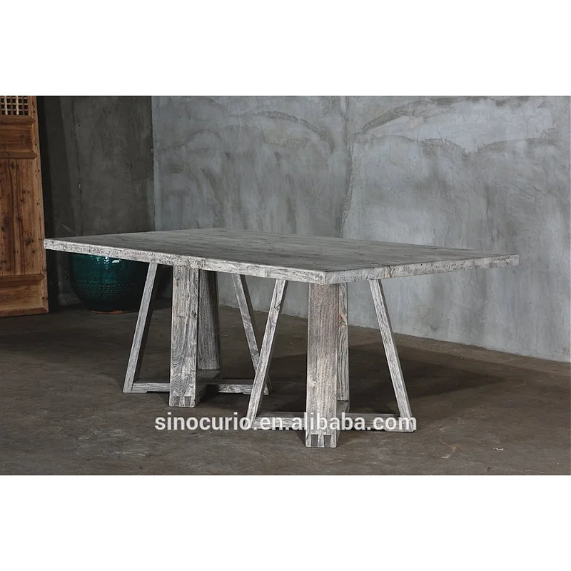 salvaged wood trestle table