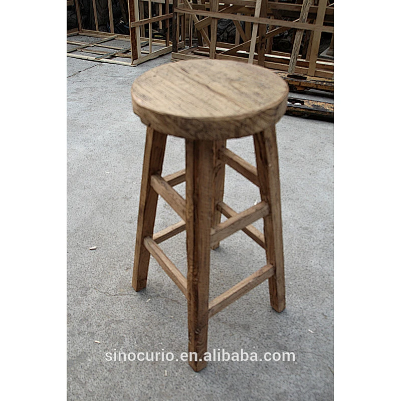 Vintage Antique Recycle Solid Wood Bar Stool