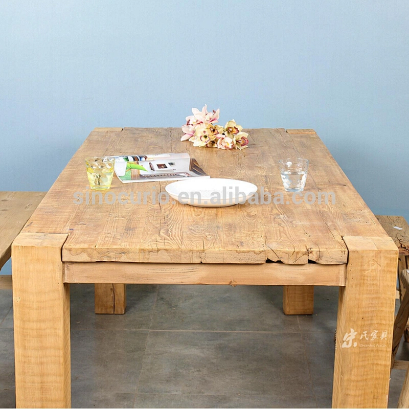 antique furniture rustic solid wood slabs dinning table set