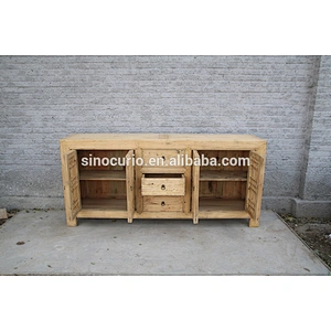 Chinese reproduction solid wood furniture- living room natural color cabinet