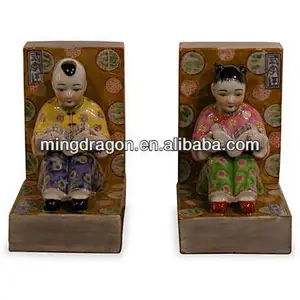 Chinese Antique Colorful Porcelain Children Statue Decoration