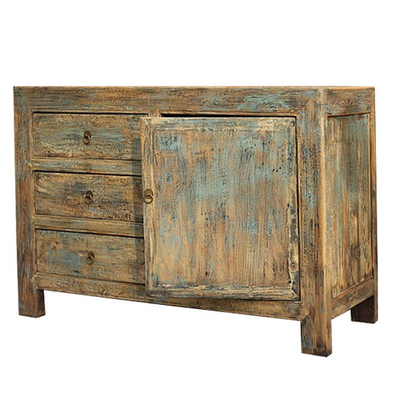 Chinese antique hand painted furniture Shanxi distressed wooden cabinet