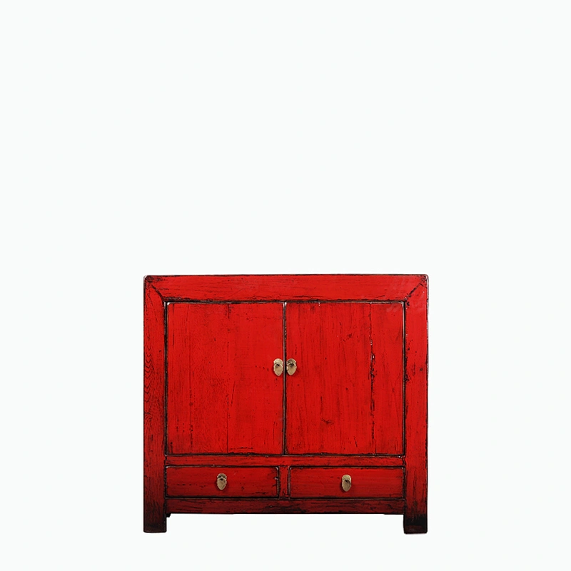 Chinese antique lacquered finish bedside cabinet