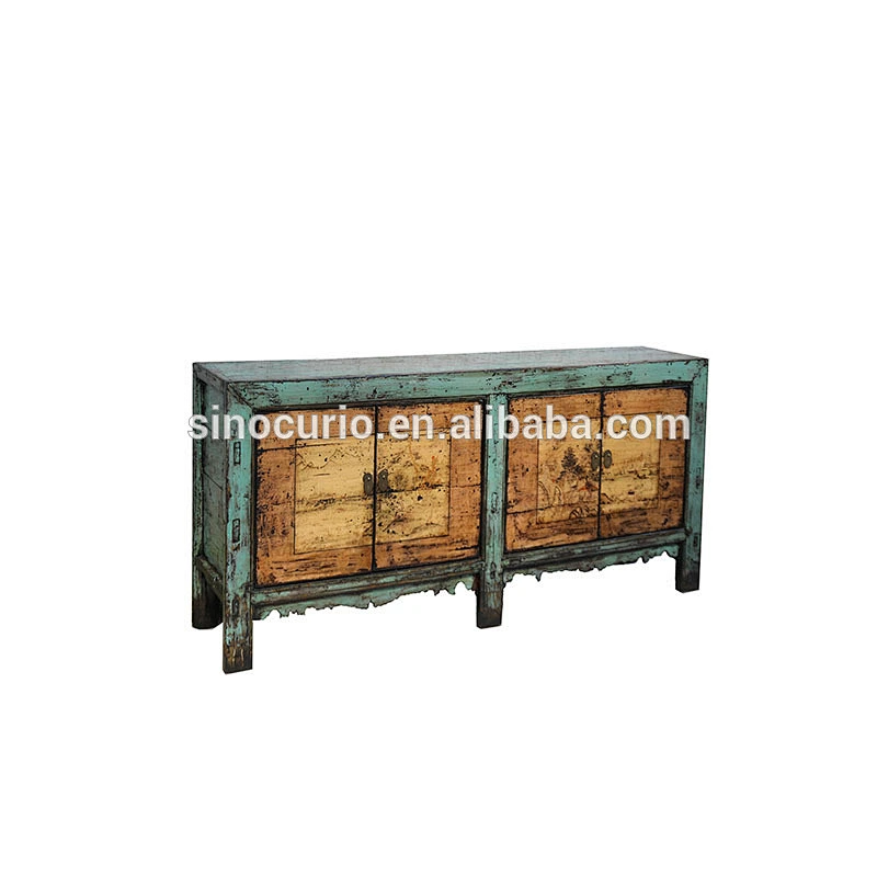 living room Chinese antique vintage furniture painted antique sideboard cabinet
