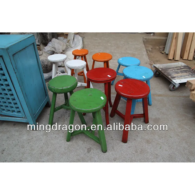 Chinese antique nature wooden round garden stool